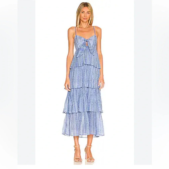 SAYLOR Jameela Midi Dress in Indigo size Large‎ Tiered - Picture 1 of 9